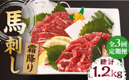 【3回定期便】霜降り馬刺し 計400g（4pc）【馬刺しの郷 民守】 特産品 霜降り馬刺し [ZBL041]