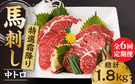 【6回定期便】特選霜降り馬刺し（中トロ）計300g（3pc）【馬刺しの郷 民守】 九州 冷凍 特選 中トロ トロ [ZBL070]