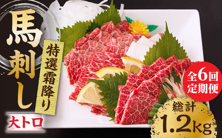 【6回定期便】特選霜降り馬刺し（大トロ）計200g（2pc）【馬刺しの郷 民守】 熊本県産 九州 冷凍 特選 大トロ [ZBL072]