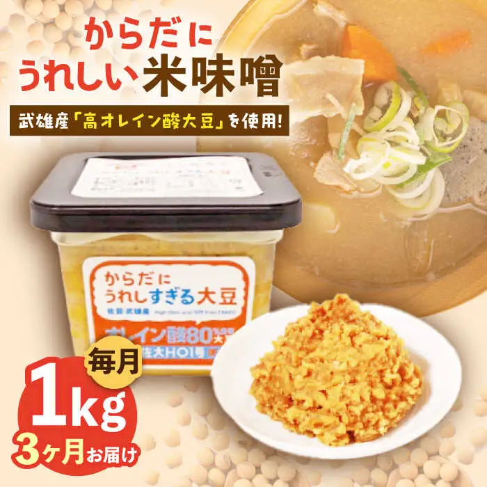 【3回定期便】米味噌 1kg（500g×2個）なるせみそ /角味噌醤油 [UAX010] 味噌