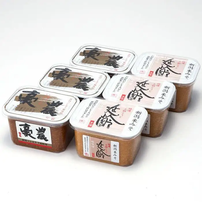 越後味噌贅沢セレクション　（「豪農」・味噌「延齢」）400g×各3カップ　新潟県　味噌　みそ　調味料　発酵