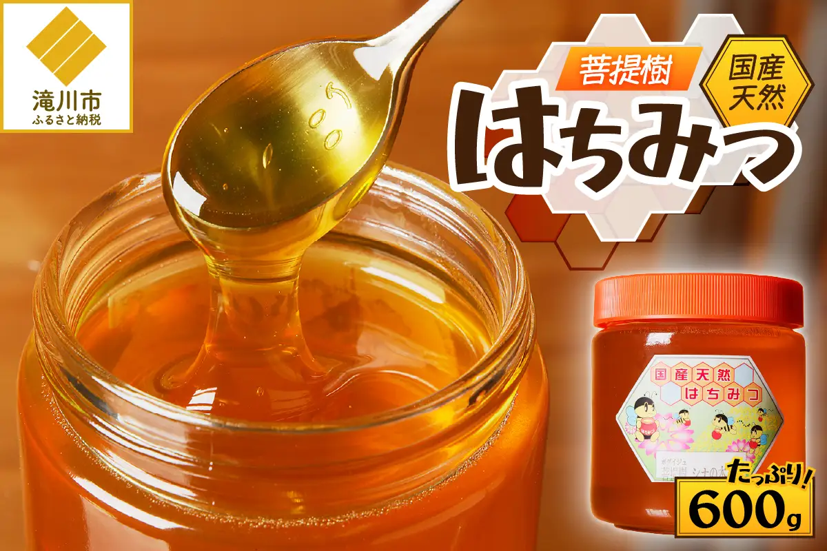 【北海道滝川産】高見養蜂場の純粋はちみつ(菩提樹、シナの木600g×1本)｜国産 日本製 天然 無添加 純粋 非加熱 生はちみつ ミツバチ ハニー 栄養 健康 美容 ビタミン ミネラル 抗生物質 プロポリス アミノ酸 濃厚 ギフト 贈答
