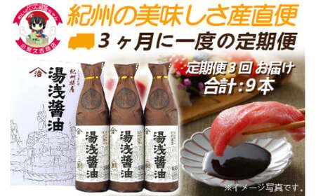 【定期便 3回お届け】湯浅醤油 900ml 3本を 3ヶ月に一度の 定期便3回 合計9本お届け！_M6136n