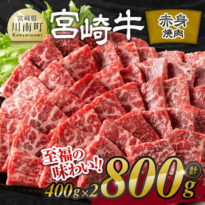 【令和8年10月発送】宮崎牛赤身焼肉 800g (400g×2)【肉 牛肉 国産 宮崎県産 宮崎牛 黒毛和牛 和牛 焼肉 BBQ 4等級  A4ランク ウデ モモ E11120】