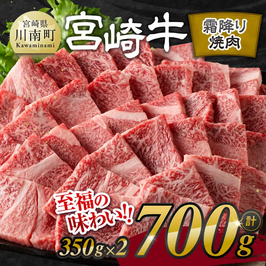 【令和8年10月発送】宮崎牛霜降り焼肉 700g (350g×2)【肉 牛肉 国産 宮崎県産 宮崎牛 黒毛和牛 和牛 焼肉 BBQ 4等級  A4ランク 肩ロース E11122】