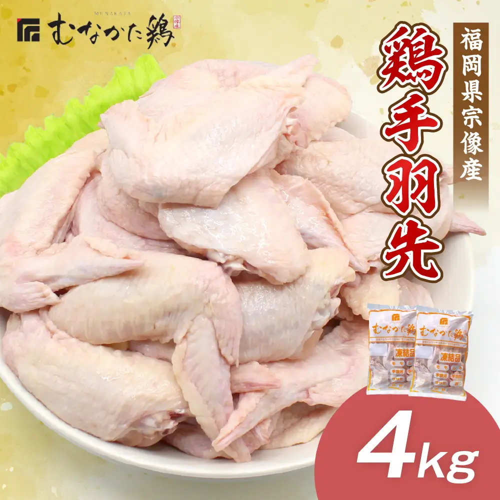 宗像産ブランド鶏【むなかた鶏】手羽先4kg（平飼い）【JAほたるの里】_HA1422