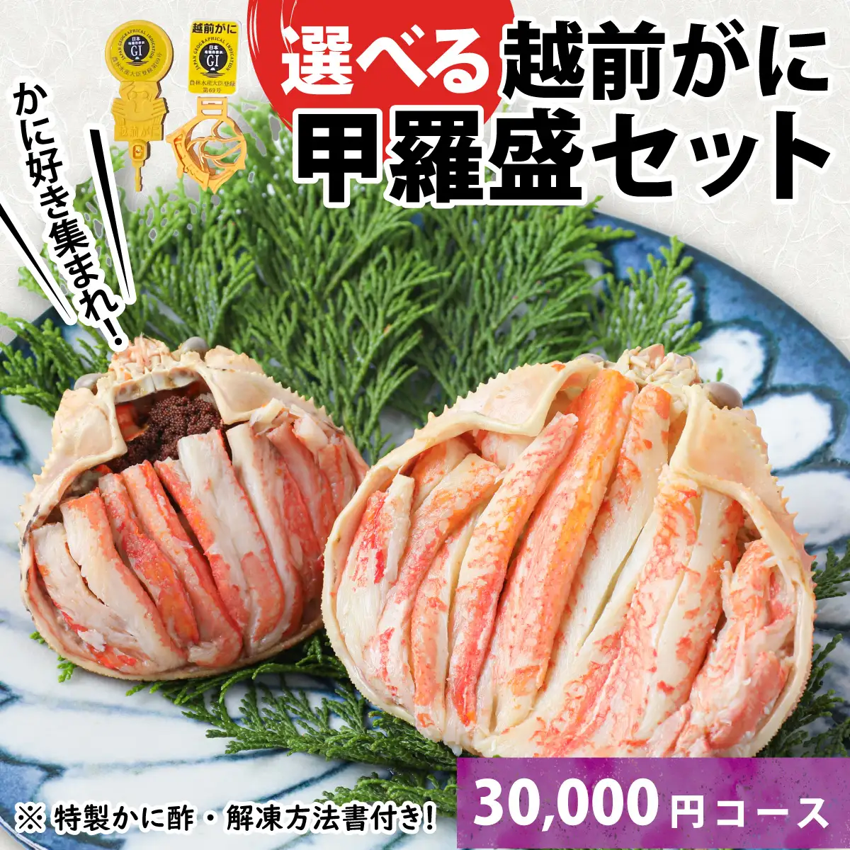 Ａ　越前がに甲羅盛（105g前後 × 1個）＋ 越前産せいこがに甲羅盛（70g前後 × 1個）合計2個 [C-096005_01] 