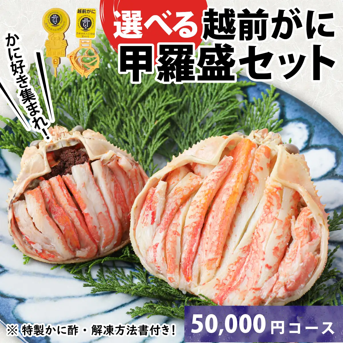 Ａ　越前がに甲羅盛（200g前後 × １個）＋ 越前産せいこがに甲羅盛（85g前後 × 1個）合計2個 [E-096006_01] 