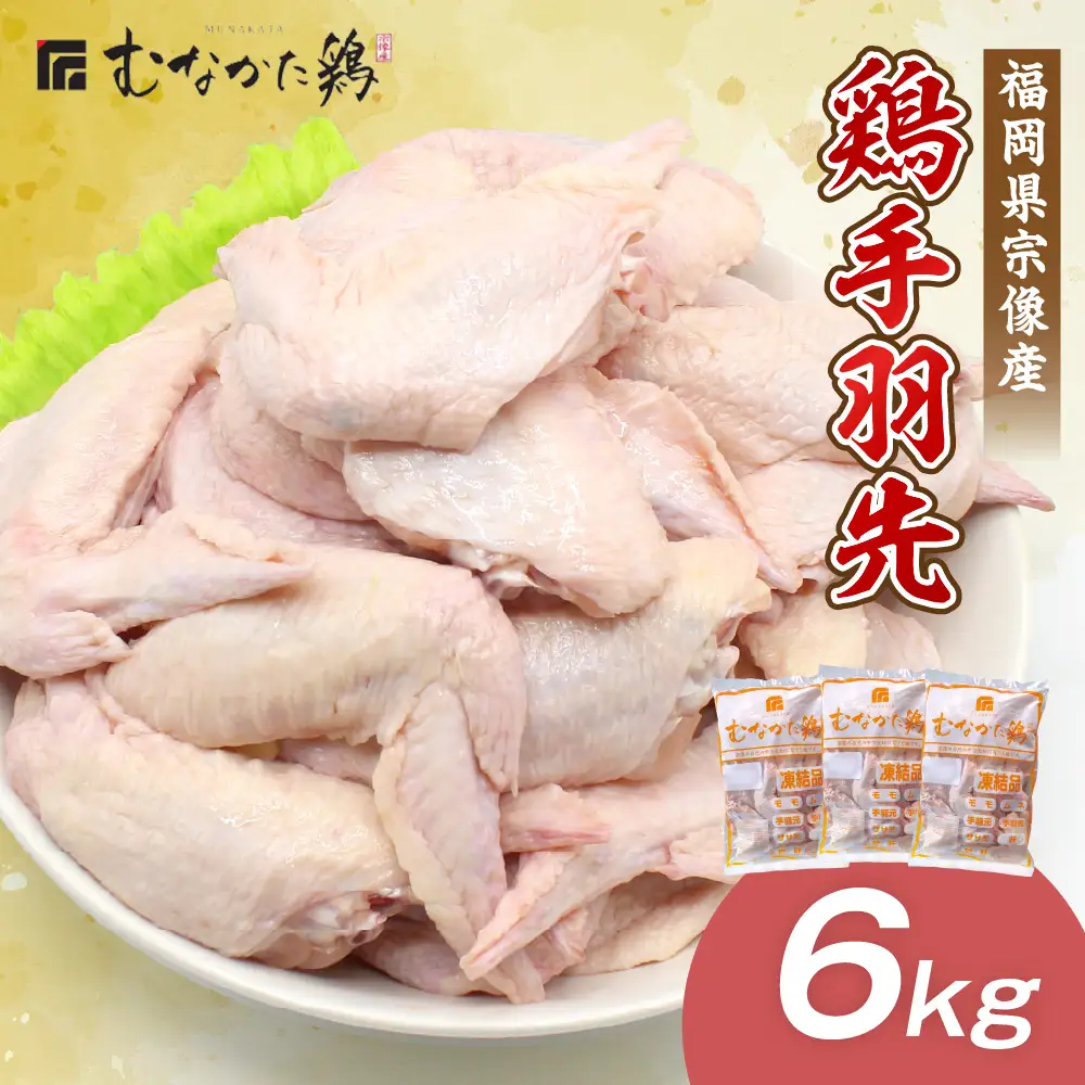 手羽先 6kg （平飼い） 宗像産 ブランド鶏＜むなかた鶏＞ 【JAほたるの里】_HA1421