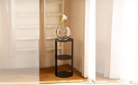 【andFREL】SCサイドテーブル ハイタイプ ブラック 直径35cm 高さ70cm インテリア 家具 シンプル スタイリッシュ 寝室 リビング お店 店舗 おしゃれ ベッドサイド  メラミン - ブラック ※離島への配送不可