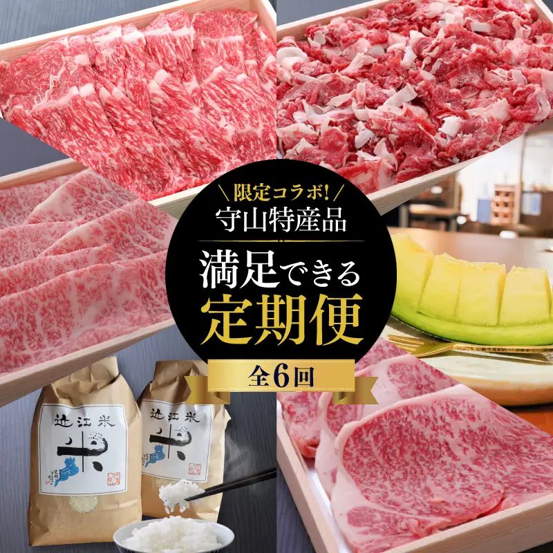 【限定！！守山特産品コラボ】近江牛・守山産メロン・近江米が届く満足できる定期便 AJ-T005