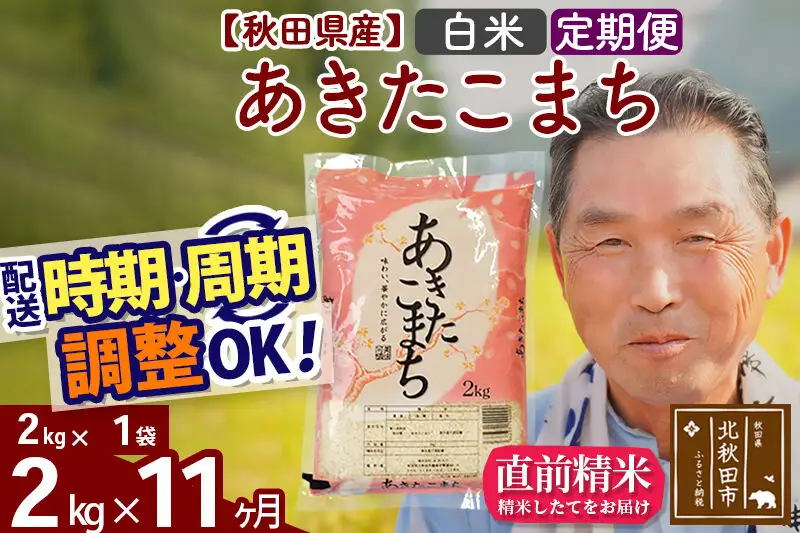 令和7年産《定期便11ヶ月》秋田県産 あきたこまち 2kg【白米】(2kg小分け袋) 2025年産 お届け時期選べる お届け周期調整可能 隔月に調整OK お米 おおもり