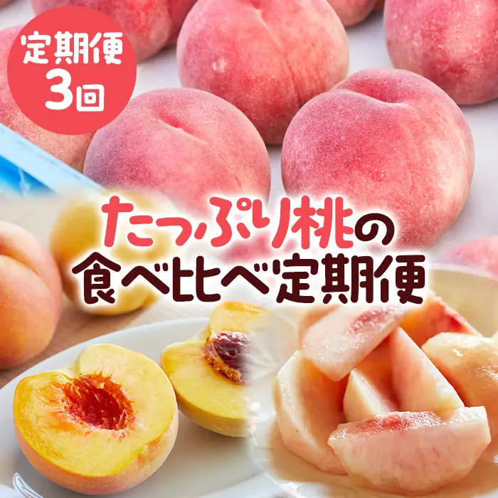 【定期便3回】たっぷり桃の食べ比べ定期便 【令和8年産先行予約】FS23-768 くだもの 果物 フルーツ 山形 山形県 山形市 2026年産