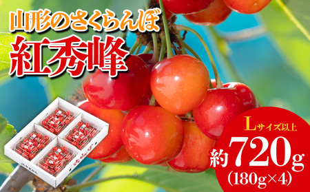 山形のさくらんぼ 紅秀峰 約720g(180g×4)【令和9年産先行予約】FS25-640 くだもの 果物 フルーツ 山形 山形県 山形市 2027年産