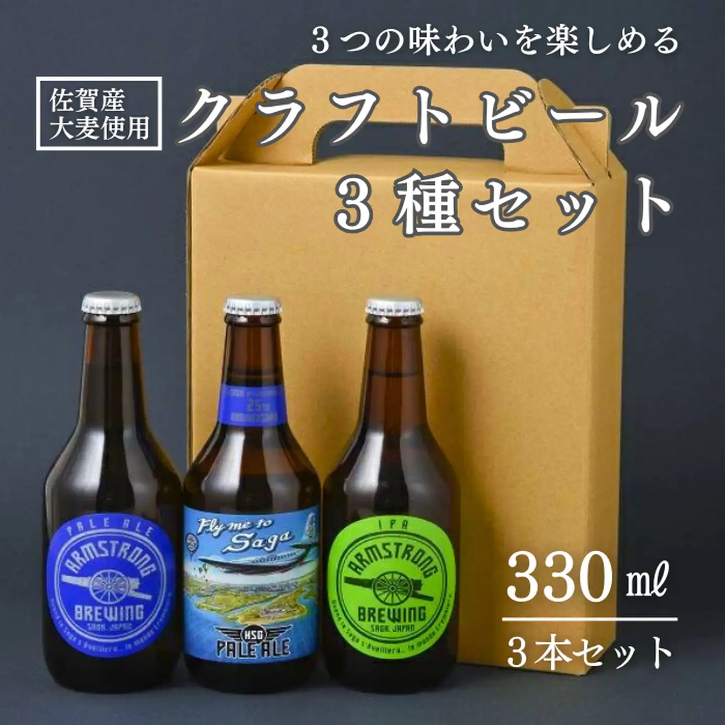 〈アームストロング〉クラフトビール3本セット 大麦 モルト ホップ：B130-031