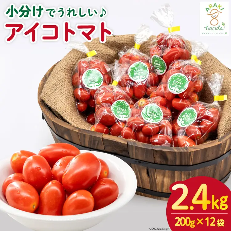 AH067【小分けでうれしい♪】アイコトマト2.4kg（200g×12袋）