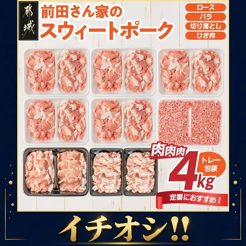 豚肉 切り落とし 4kgセット 小分け 豚肉 〔19-89-002-4kg-CF〕