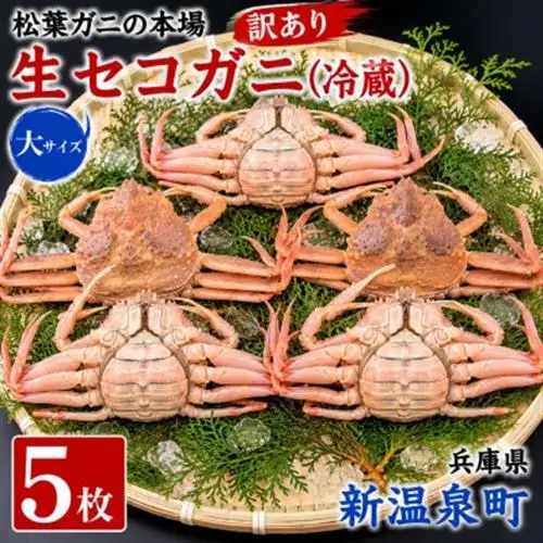 松葉ガニの本場　訳あり・生セコガニ(冷蔵)大サイズ　5枚　兵庫県新温泉町　ご家庭で茹でてアツアツを【配送不可地域：離島・北海道・沖縄県・東北】【1132207】