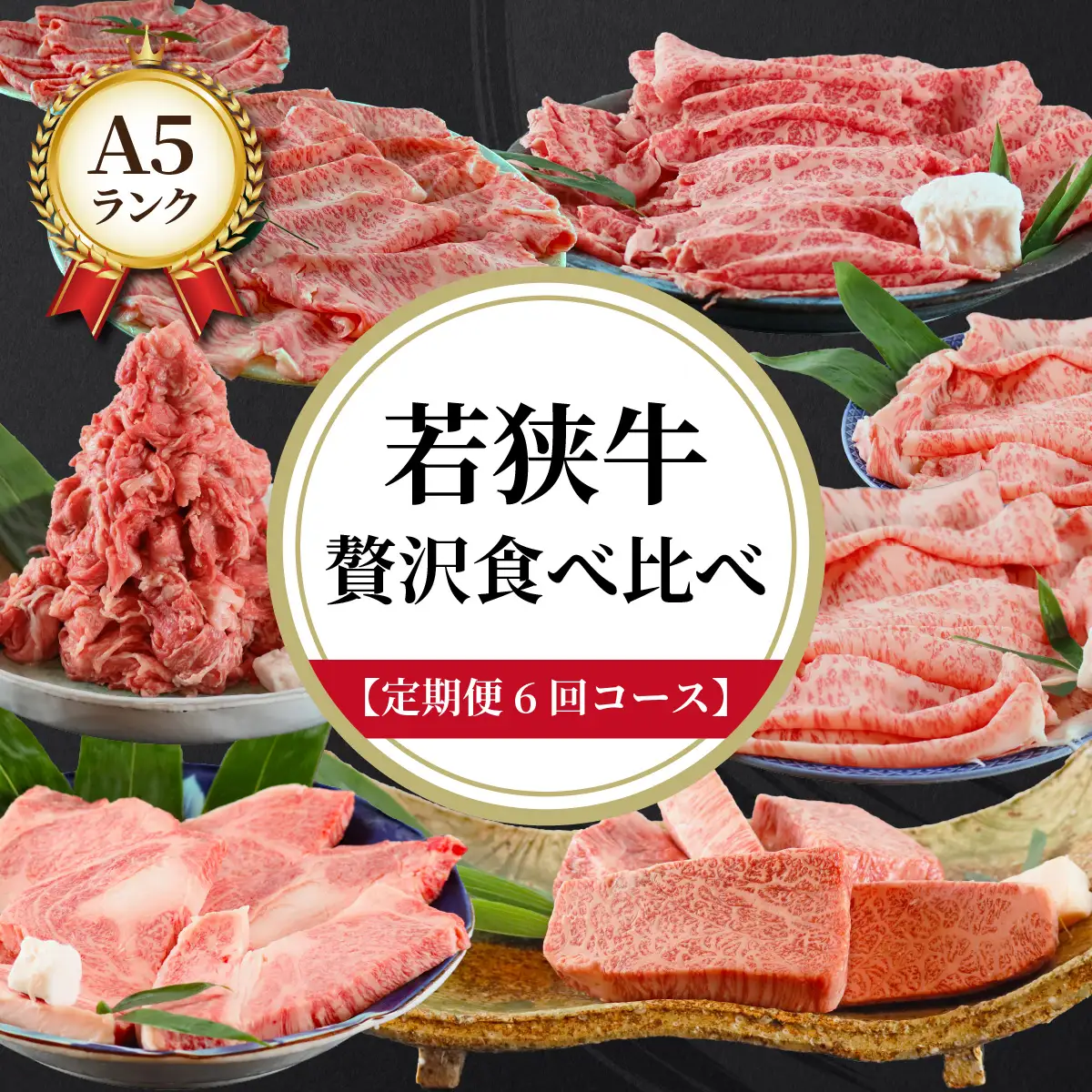 【定期便6回コース】　若狭牛　A5ランク贅沢食べ比べ定期便 [P-037012]