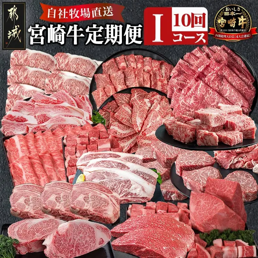 宮崎牛定期便(10回お届け) Iコース〔N25-009-T10〕_(都城市) 