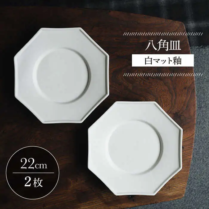 【波佐見焼】八角皿 白マット釉 2枚セット 食器 皿【イロドリ】[KE56] 波佐見焼