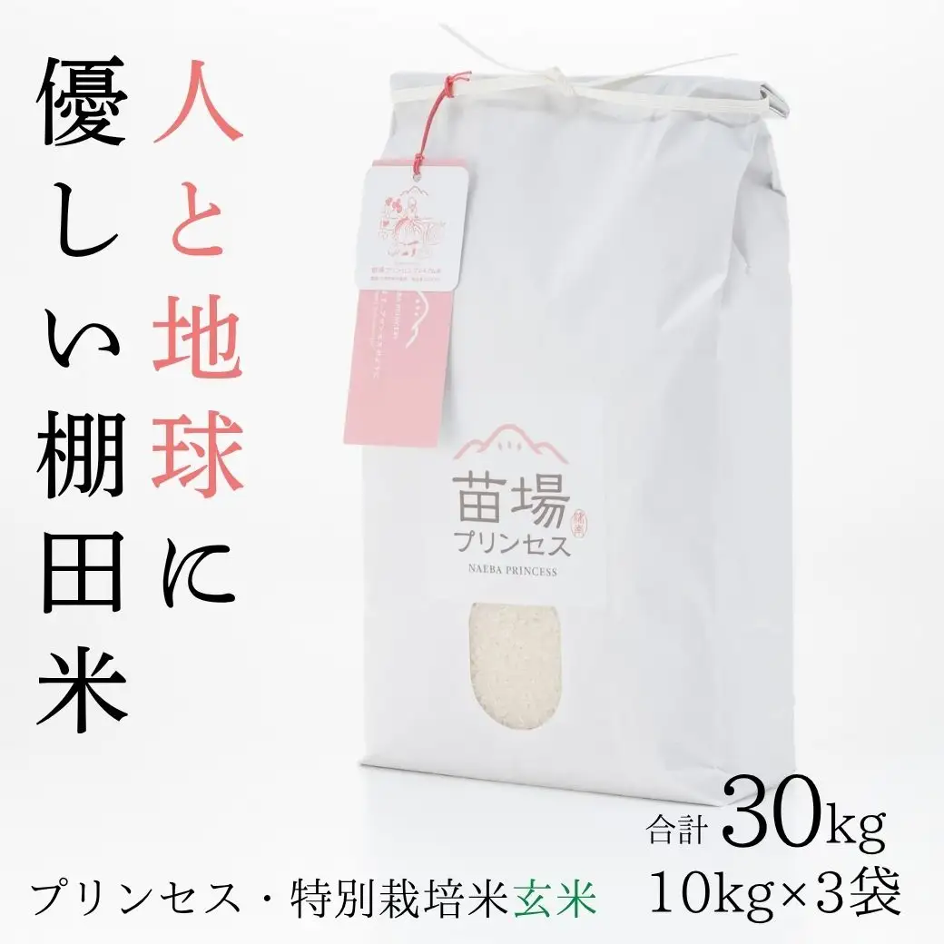 【令和8年産先行予約】魚沼産コシヒカリ 苗場プリンセス 特別栽培米 農薬化学肥料5割減 玄米30kg（10kg×3） |津南町 魚沼産 コシヒカリ