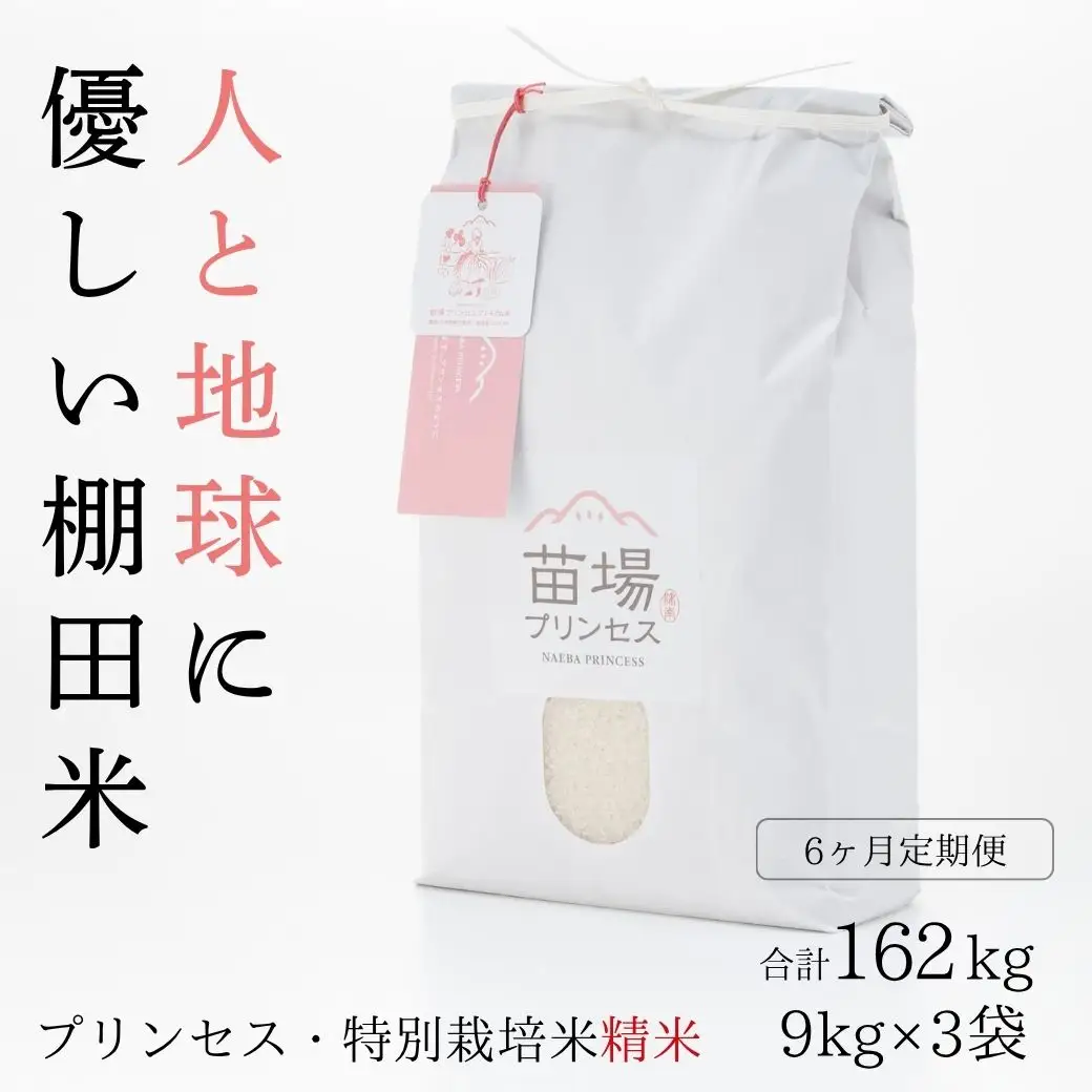 【令和8年産先行予約】【6ヶ月定期便】【農薬化学肥料5割減】魚沼コシヒカリ 苗場プリンセス 特別栽培米 精米 27kg(9kg×3袋)×6回 計162kg |津南町 コシヒカリ 定期便