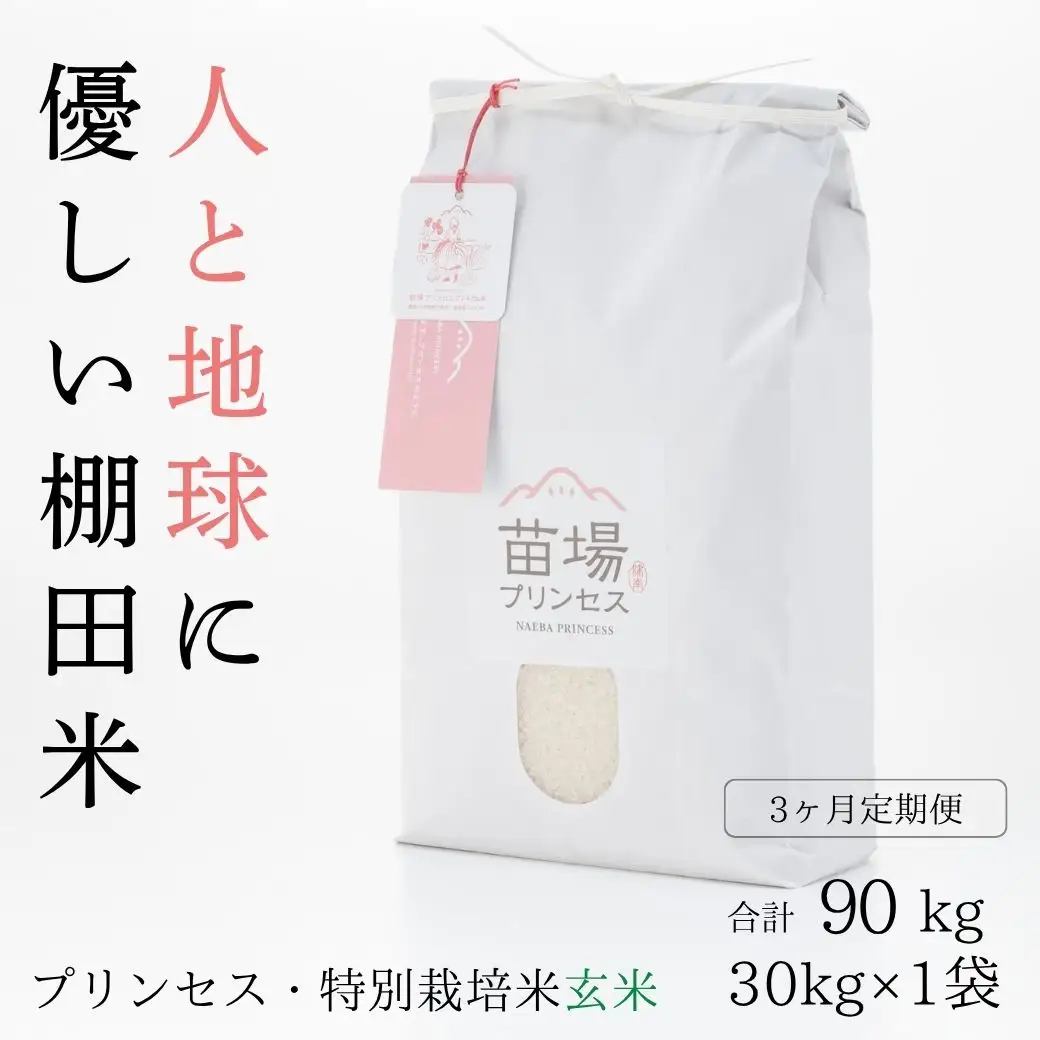 【令和8年産先行予約】【3ヶ月定期便】【農薬化学肥料5割減】魚沼コシヒカリ 苗場プリンセス 特別栽培米 玄米 30kg(10kg×3袋)×3回 計90kg |津南町 コシヒカリ 定期便