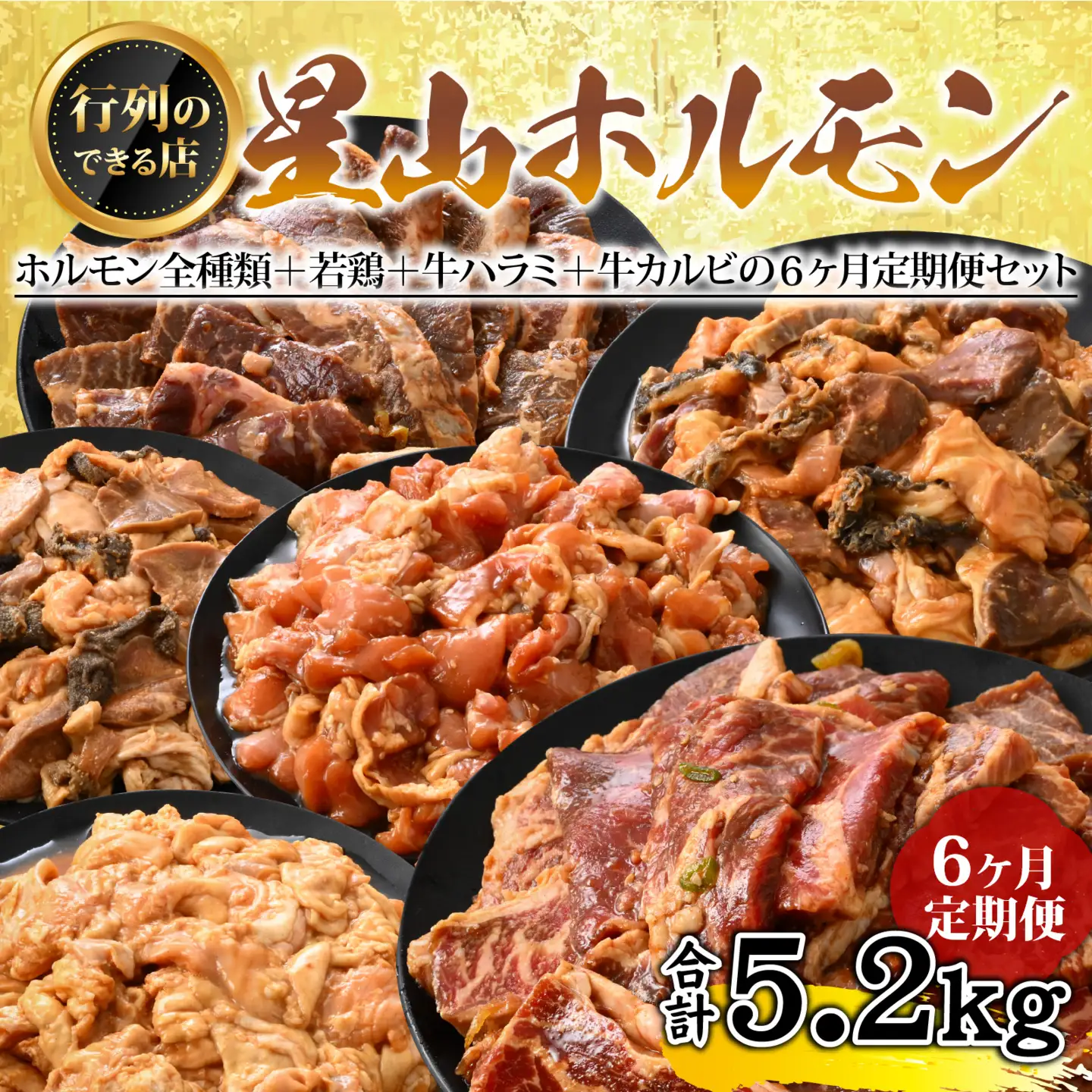 【6ヶ月定期便】星山ホルモン全種、若鶏、牛ハラミ、牛カルビセット | ホルモン 焼肉 BBQ