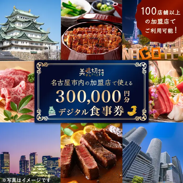【ふるさと納税】お食事券 電子マネー 愛知 名古屋市内の飲食店100店舗以上で使えるお食事券 モーニング・ランチ・ディナー 「美味切符」 300,000円分