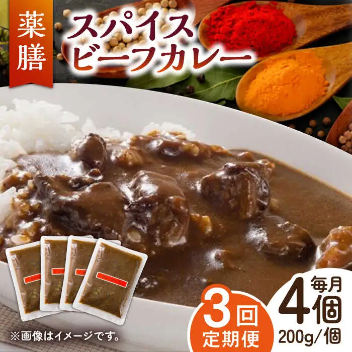 【3回定期便】薬膳スパイスビーフカレー 4食 /自然庵 [UCQ007] カレー