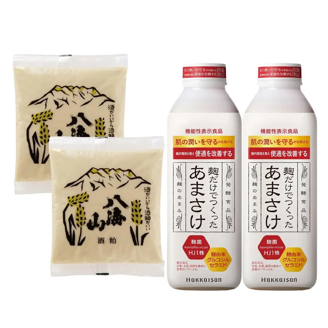 八海山 麹だけでつくったあまさけ 825g×2本　ねり酒粕300g×2個　セット【八海山 麹 こうじ 米麹 甘酒 あま酒 あまさけ ノンアル 酒粕 セット すっきり 味わい ホット】