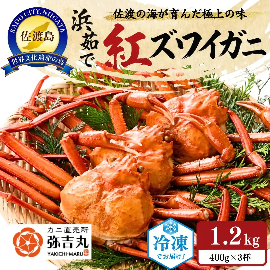 【ふるさと納税】『冷凍』佐渡島直送！浜茹で紅ズワイガニ（1杯400g/3杯）