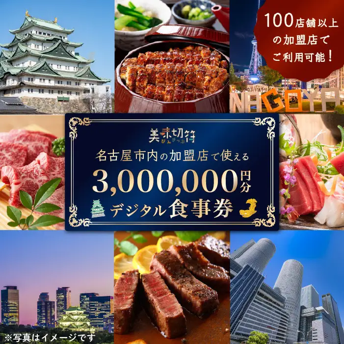 【ふるさと納税】お食事券 電子マネー 愛知 名古屋市内の飲食店100店舗以上で使えるお食事券 モーニング・ランチ・ディナー 「美味切符」3,000,000円分