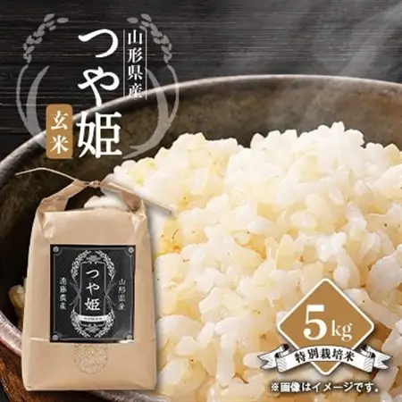 先行予約　令和8年産　山形県川西町産　つや姫　玄米5kg_ 玄米 米 こめ コメ_【1462379】