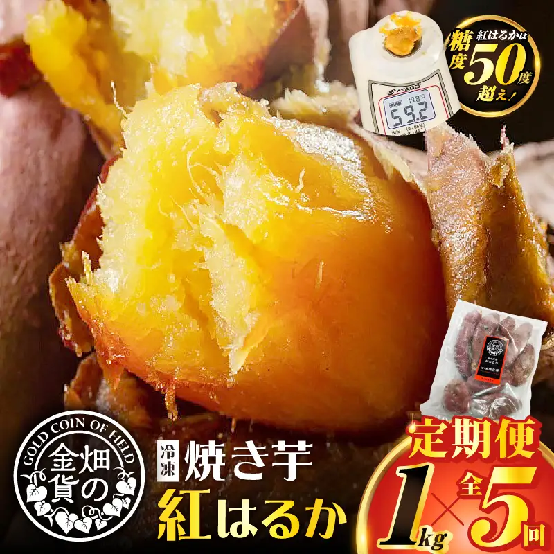 焼き芋 紅はるか 全5回定期便 1kg  【畑の金貨】 K181-T01 冷凍
