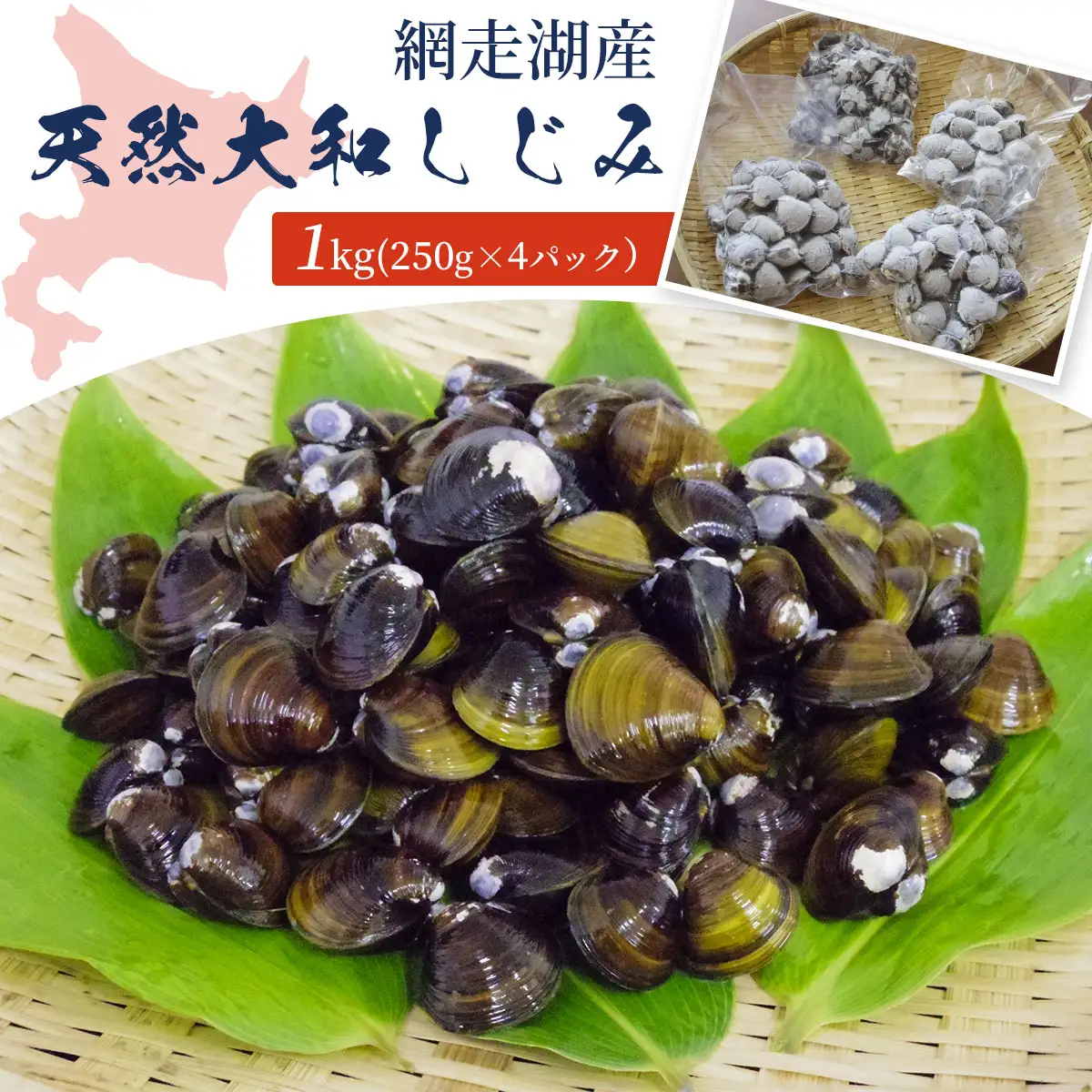 ＜網走湖産＞天然大和しじみ　1kg (250g×4パック)  ABAI019