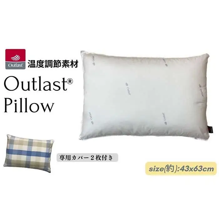 《アウトラスト 枕 カバー2枚付 43x63cm チェック ブルー》OLMマドラスBL