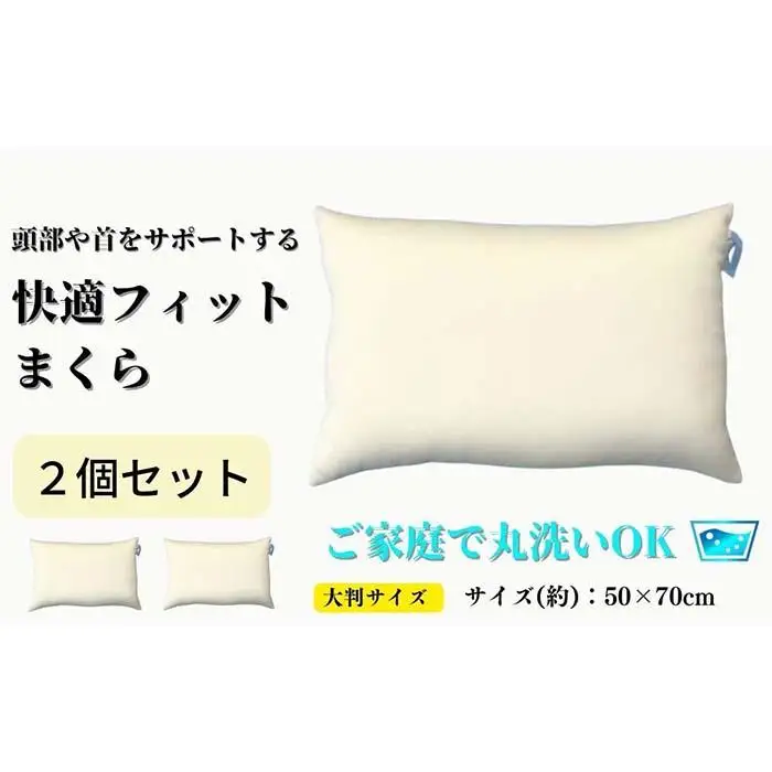 《ご家庭で丸洗い 快適フィット 枕 2個セット50×70cm》もっちり枕2個50x70