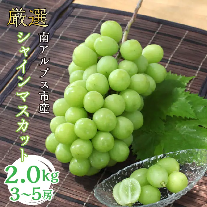 ＜2026年発送＞厳選! シャインマスカット 2.0kｇ 3～5房 南アルプス市産 | シャインマスカット