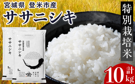 ≪令和8年産≫ 特別栽培米 ササニシキ 10kg (5kg×2袋)  登米市産 お米 おこめ 米 コメ ささにしき 白米 ご飯 ごはん おにぎり お弁当 【登米ライスサービス株式会社】tm157
