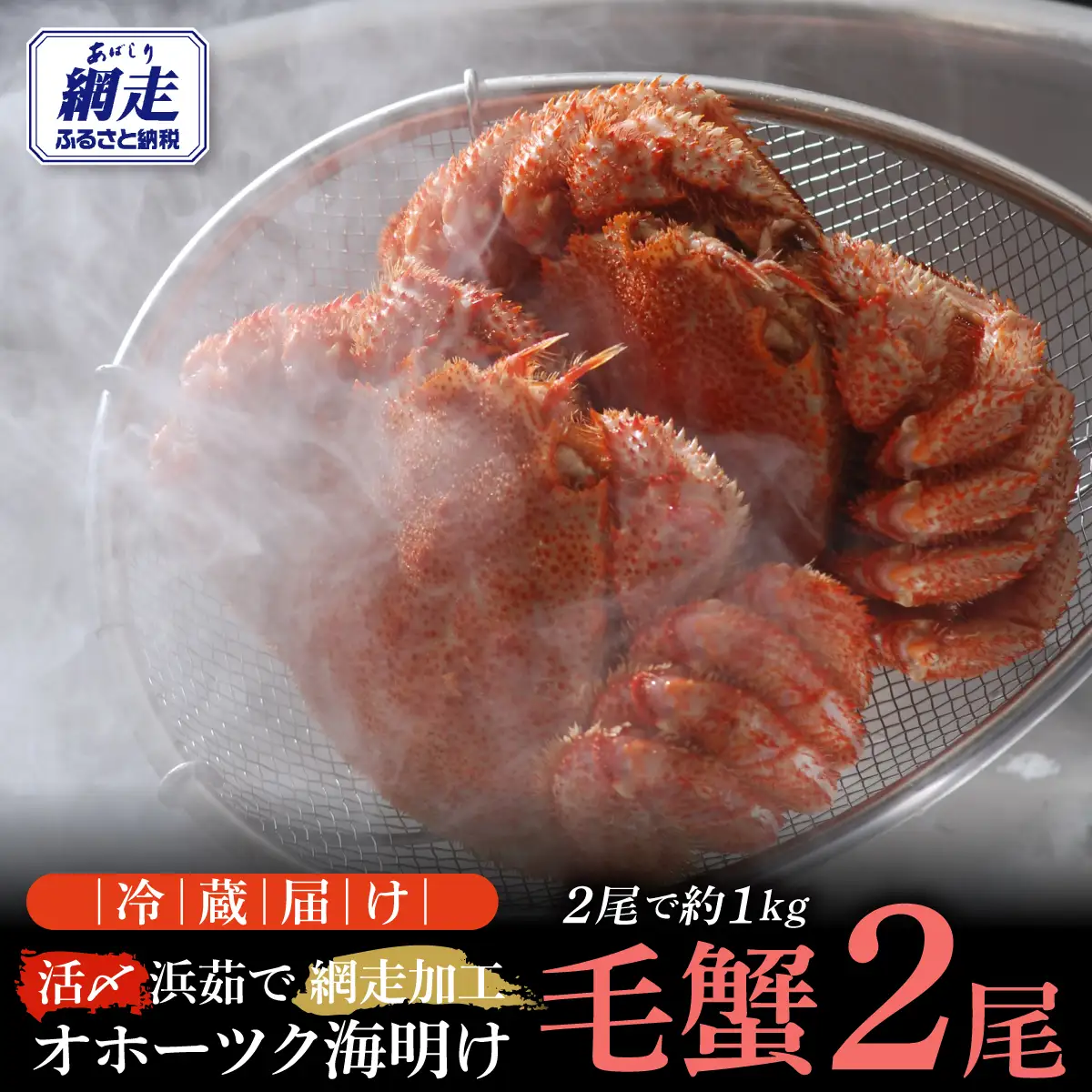 【先行予約】オホーツク海明け活〆浜茹で毛蟹2尾冷蔵届け（オホーツク海産・網走加工）【2027年4月～順次発送開始予定】 ABAO2180