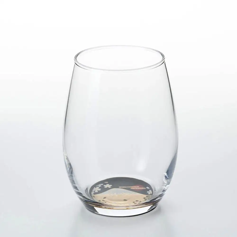 ぬりもん de Verre だるまグラス 蒔絵 富士山 黒
