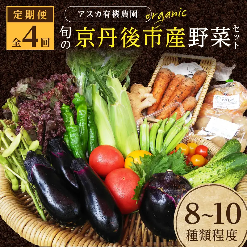 【4回定期便】アスカ有機農園｜旬の京丹後野菜セット 8～10種類