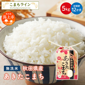 【定期便12回】令和7年産 秋田県産 あきたこまち【無洗米】5kg×12か月【こまちライン】