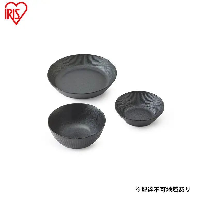 食器 3点セット MNW-3S ブラック 電子レンジ 食洗器対応 磁器 新生活 アイリスオーヤマ 食器セット 