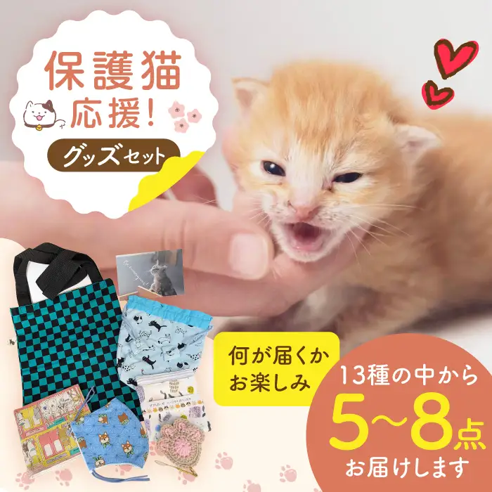 【保護猫応援！】グッズセット（詰め合わせBタイプ）13種類の中から5-8点[AOBR007]