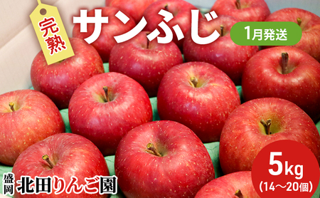 【1月発送】完熟 サンふじ  5kg 14～20玉  北田りんご園 kitada008 サンふじ