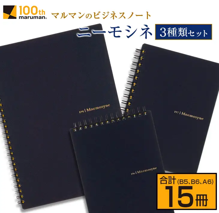マルマン ビジネス ノート ブランド ニーモシネ 3種類 セット B5 B6 A6 合計15冊 雑貨 文房具 メモ帳 イラスト スケッチブック らくがきちょう お絵かき帳 自由帳 日用品 国産 人気 おすすめ ロングセラー お取り寄せ 新学期 宮崎県 日南市 送料無料_D115-25