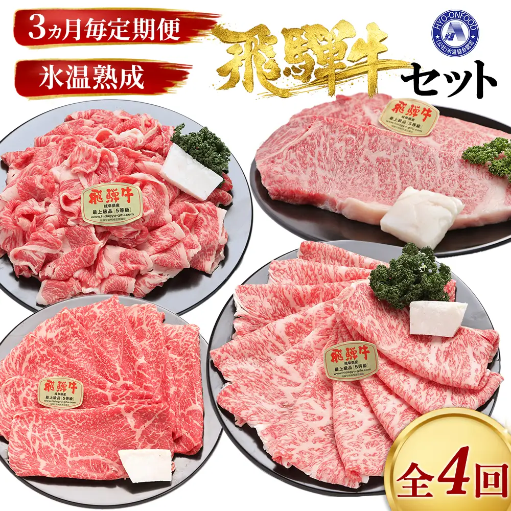 【3ヵ月毎定期便】氷温（R）熟成飛騨牛セット　全4回 [No.902]
